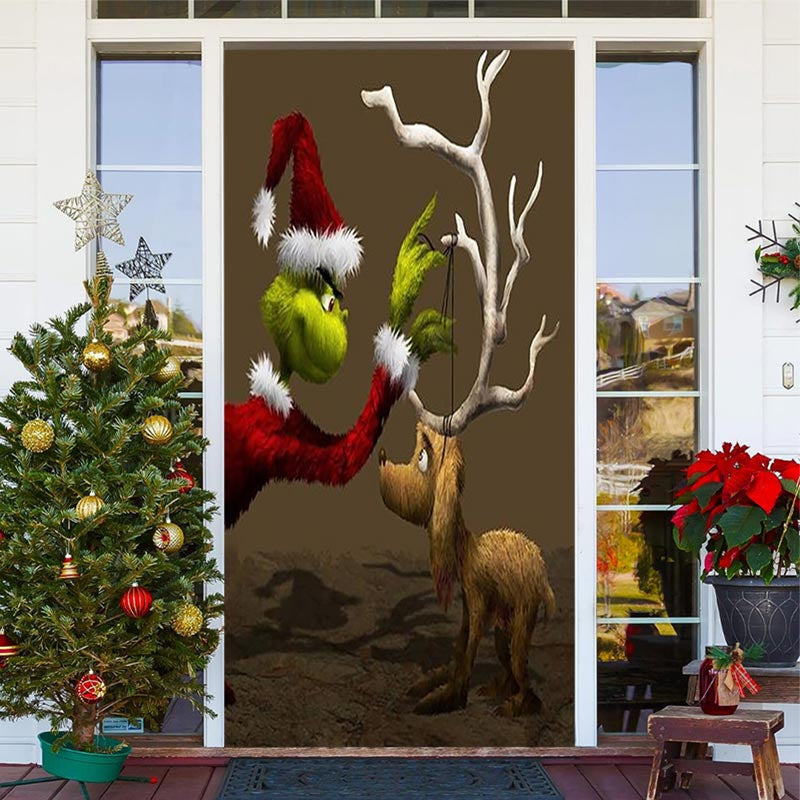 Deep Color Monster Dog Door Cover For Christmas