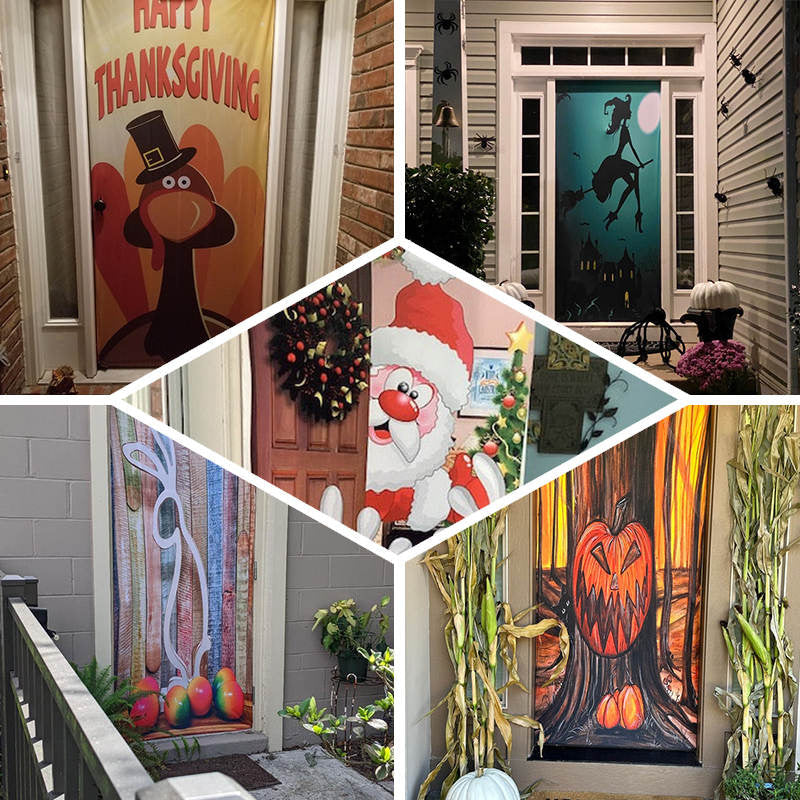 Deep Color Monster Dog Door Cover For Christmas