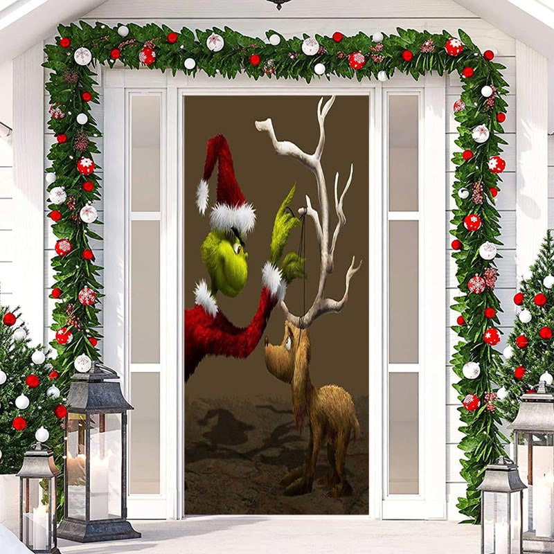 Deep Color Monster Dog Door Cover For Christmas