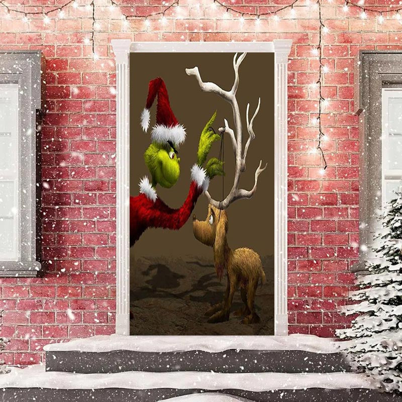 Deep Color Monster Dog Door Cover For Christmas