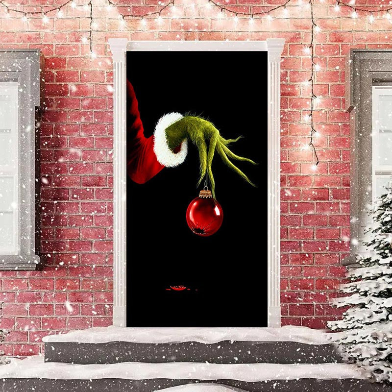 Green Monster Paw Black Simple Christmas Door Cover