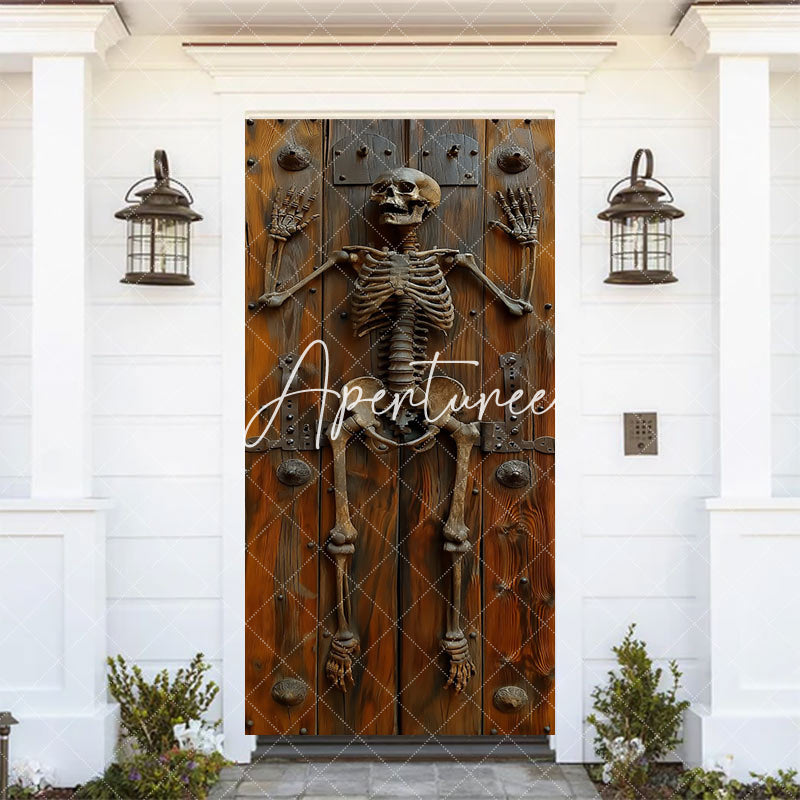 Vinatge Skeleton Wooden Wall Halloween Door Cover