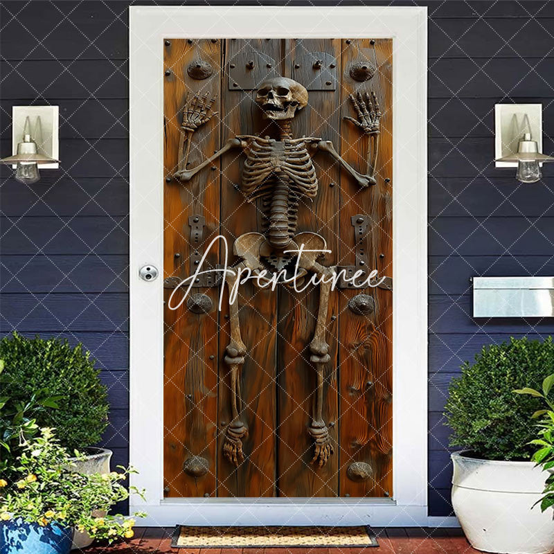Vinatge Skeleton Wooden Wall Halloween Door Cover