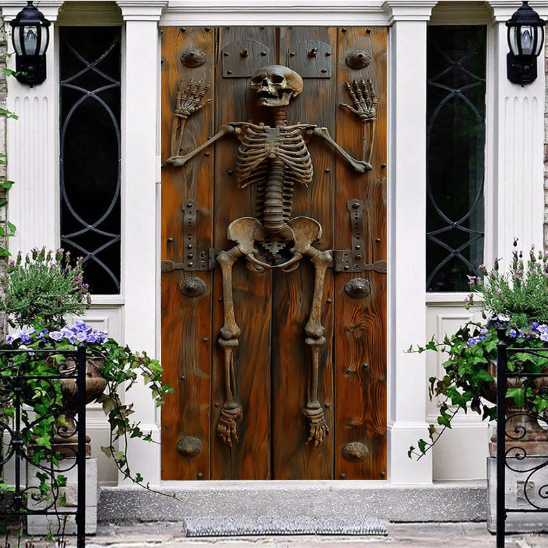 Vinatge Skeleton Wooden Wall Halloween Door Cover