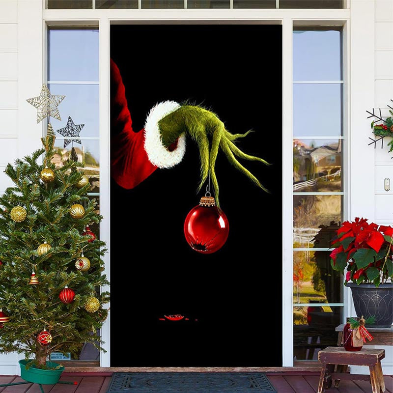 Green Monster Paw Black Simple Christmas Door Cover